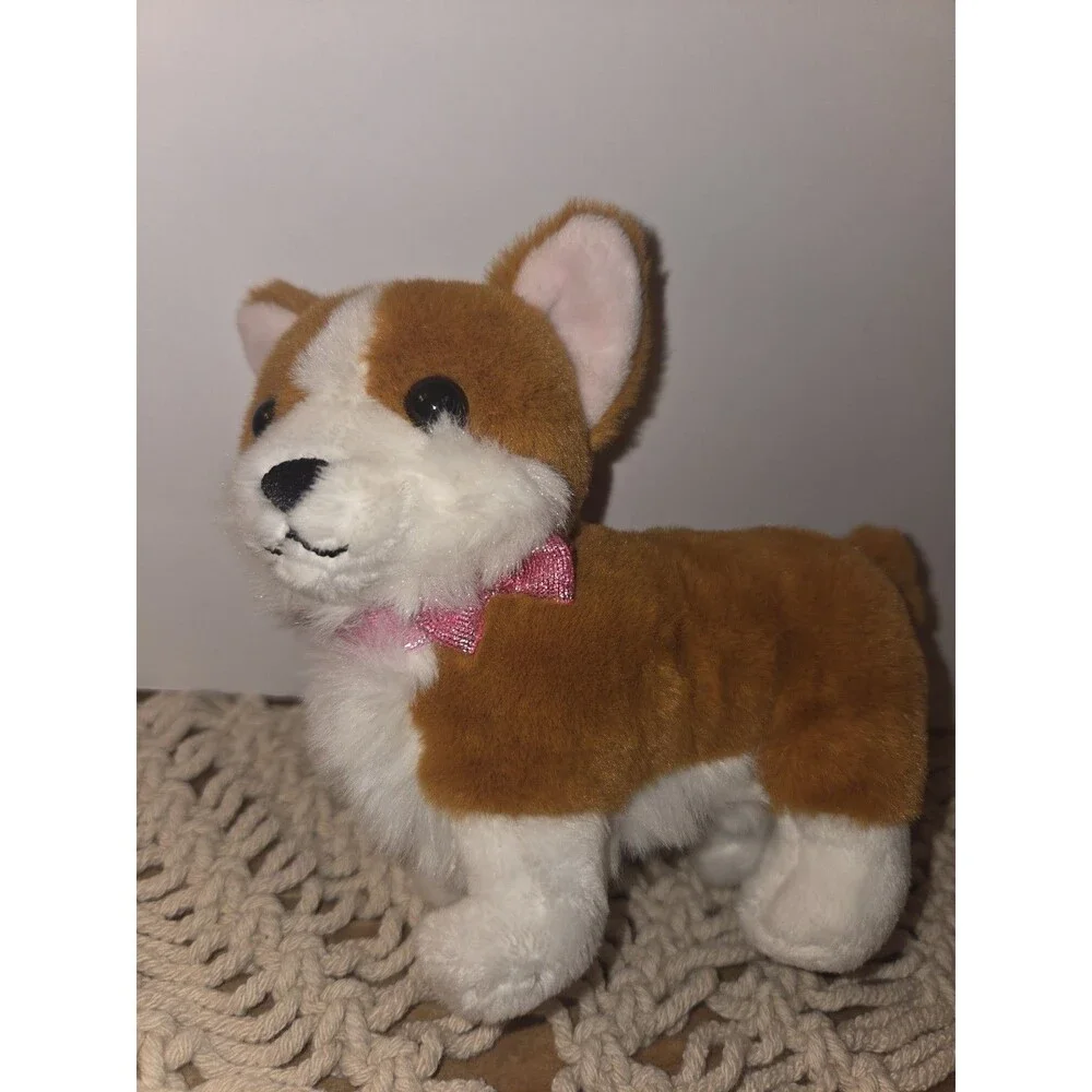 American Girl Mini Corgi Dog Plush Brown/White Pink Washable HRR32